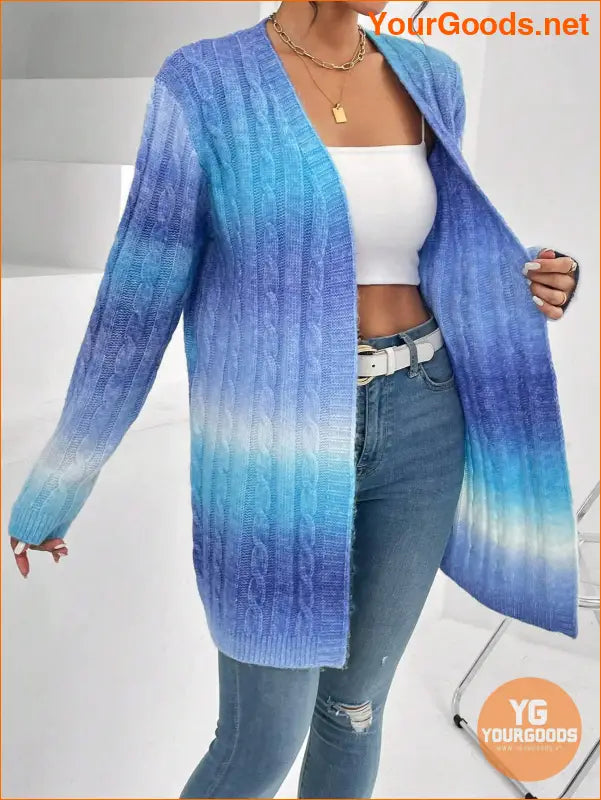 YOURGOODS Ombre Cable Knit Duster Cardigan - YourGoods Online Shop