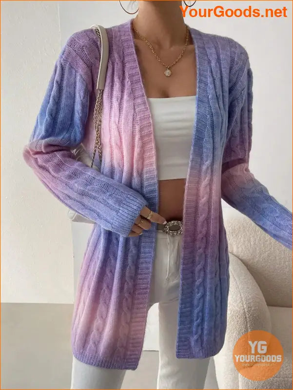 YOURGOODS Ombre Cable Knit Duster Cardigan - YourGoods Online Shop