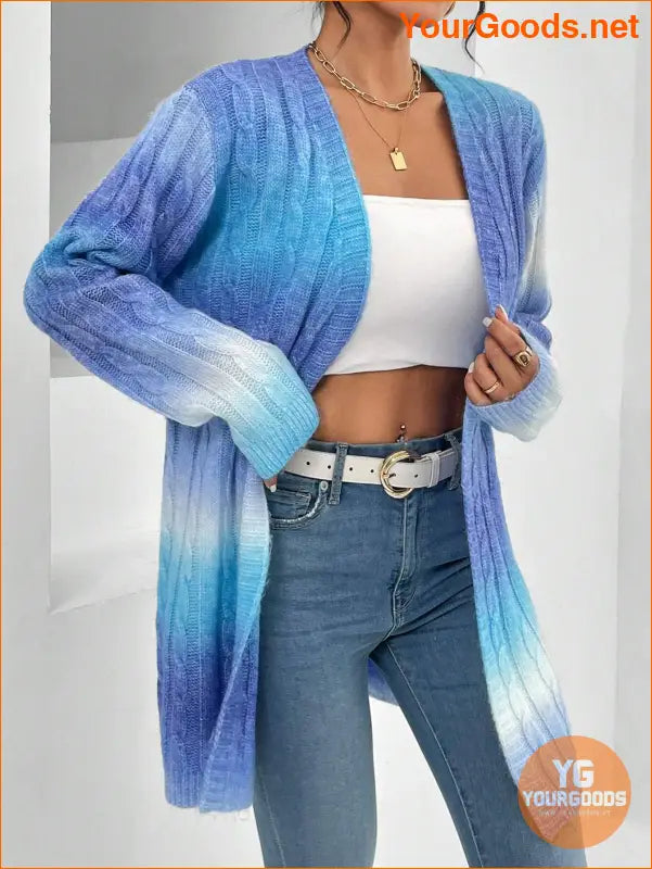 YOURGOODS Ombre Cable Knit Duster Cardigan - YourGoods Online Shop