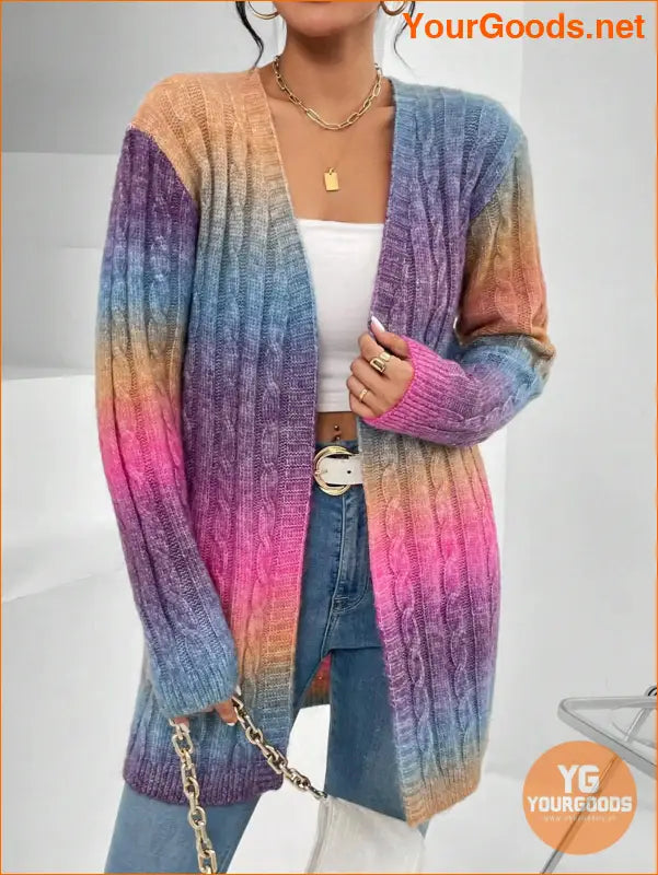 YOURGOODS Ombre Cable Knit Duster Cardigan - YourGoods Online Shop