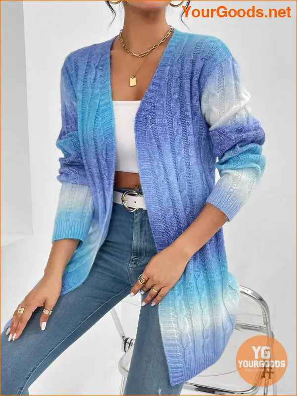 YOURGOODS Ombre Cable Knit Duster Cardigan - YourGoods Online Shop