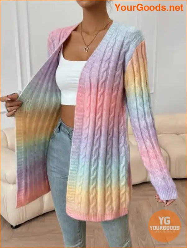 YOURGOODS Ombre Cable Knit Duster Cardigan - YourGoods Online Shop