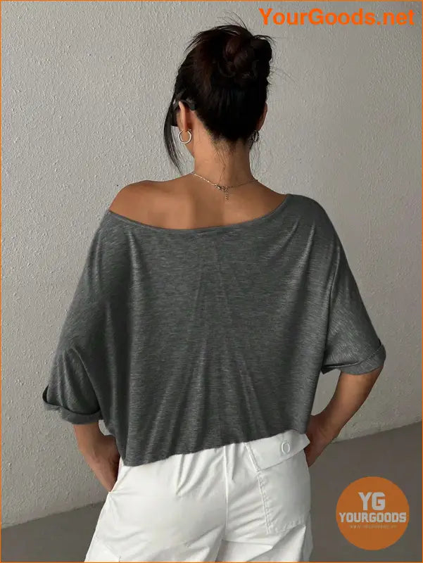 YOURGOODS Oversized Knitted OneShoulder TShirt Grey - YourGoods Online Shop