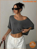 YOURGOODS Oversized Knitted OneShoulder TShirt Grey - YourGoods Online Shop