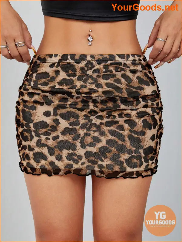 YOURGOODS Petite 90s Leopard Mesh Skirt - YourGoods Online Shop