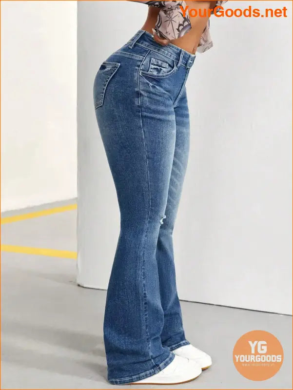 YOURGOODS Petite Bootcut Jeans with Washed Finish - YourGoods Online Shop