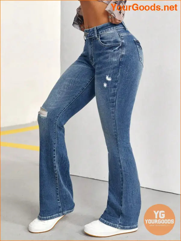 YOURGOODS Petite Bootcut Jeans with Washed Finish - YourGoods Online Shop