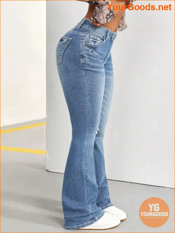 YOURGOODS Petite Bootcut Jeans with Washed Finish - YourGoods Online Shop