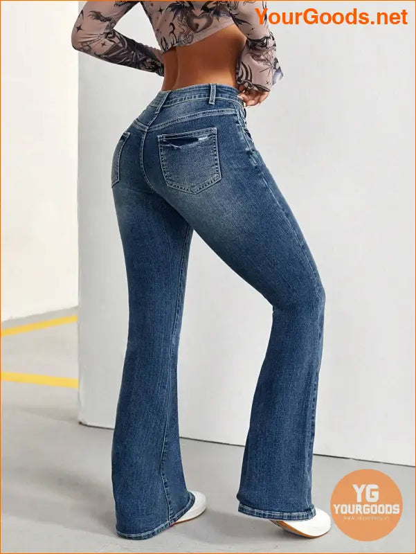 YOURGOODS Petite Bootcut Jeans with Washed Finish - YourGoods Online Shop