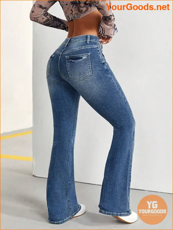 YOURGOODS Petite Bootcut Jeans with Washed Finish - YourGoods Online Shop