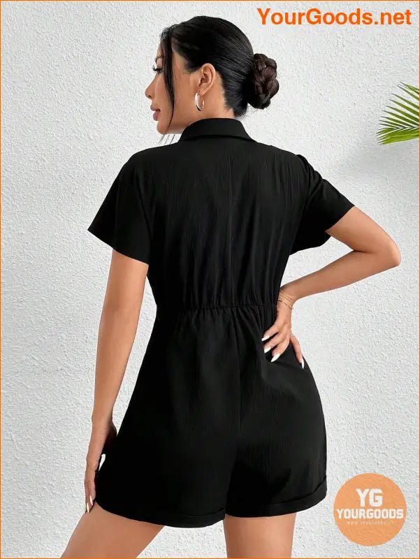 YOURGOODS PETITE Button Front Batwing Sleeve Romper Without Belt - YourGoods Online Shop