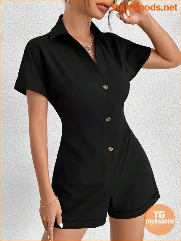 YOURGOODS PETITE Button Front Batwing Sleeve Romper Without Belt - YourGoods Online Shop