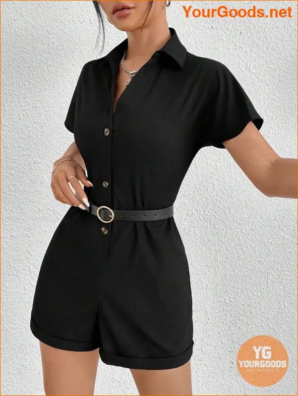 YOURGOODS PETITE Button Front Batwing Sleeve Romper Without Belt - YourGoods Online Shop