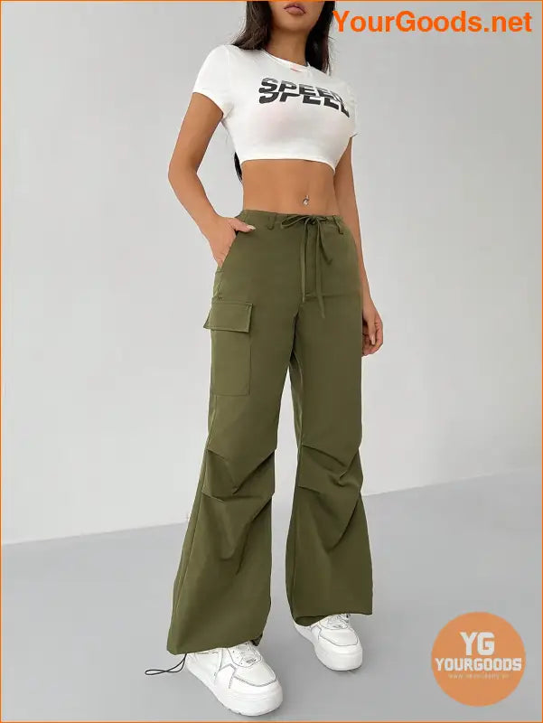 YOURGOODS Petite Womens Bow Tie Belted Cargo Joggers - YourGoods Online Shop