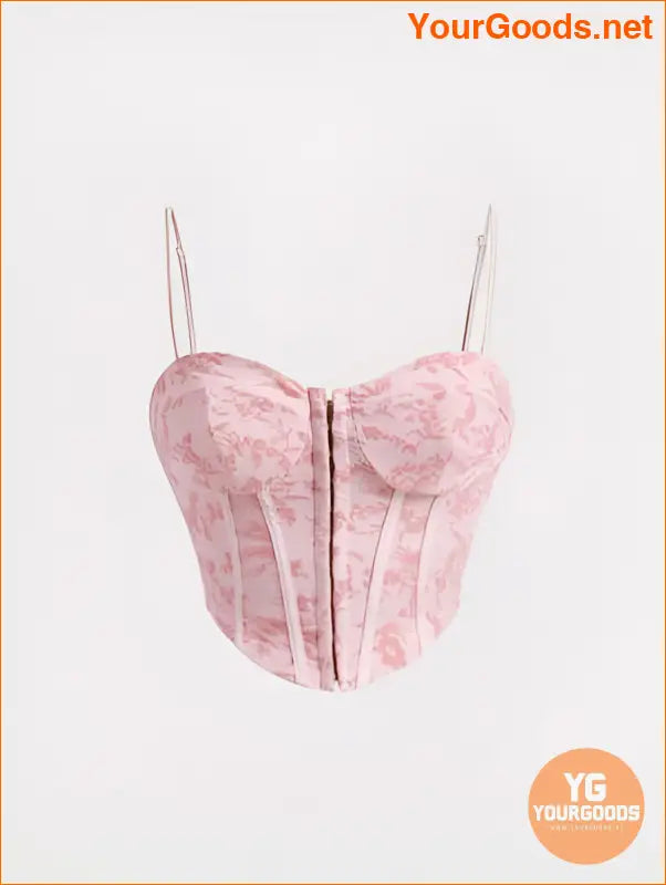 YOURGOODS Pink Summer Floral Jacquard Cami Corset - YourGoods Online Shop