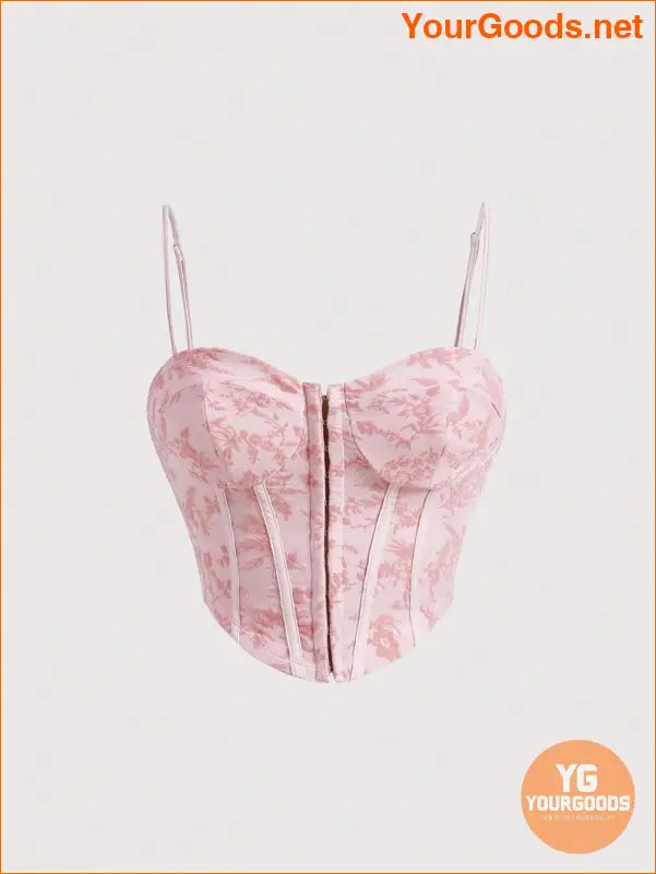 YOURGOODS Pink Summer Floral Jacquard Cami Corset - YourGoods Online Shop