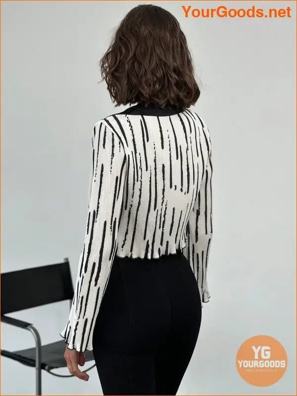 YOURGOODS Priv Graphic TieFront Trumpet Sleeve Blouse - YourGoods Online Shop