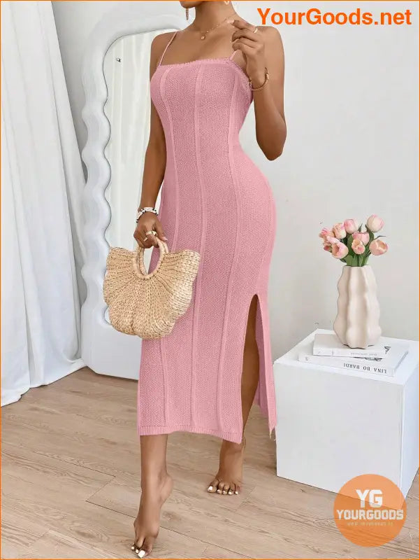 YOURGOODS Priv Solid VNeck Spaghetti Strap Dress - YourGoods Online Shop