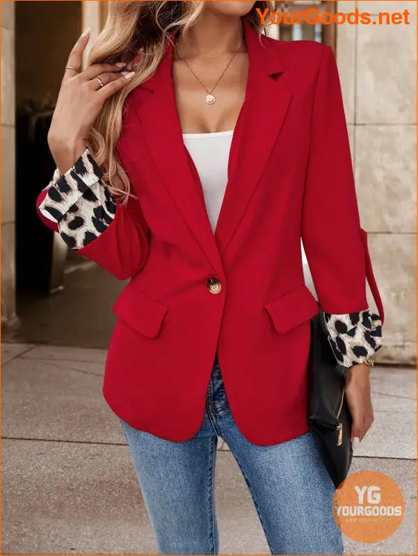 YOURGOODS Roll Tab Sleeve Open Front Blazer - YourGoods Online Shop