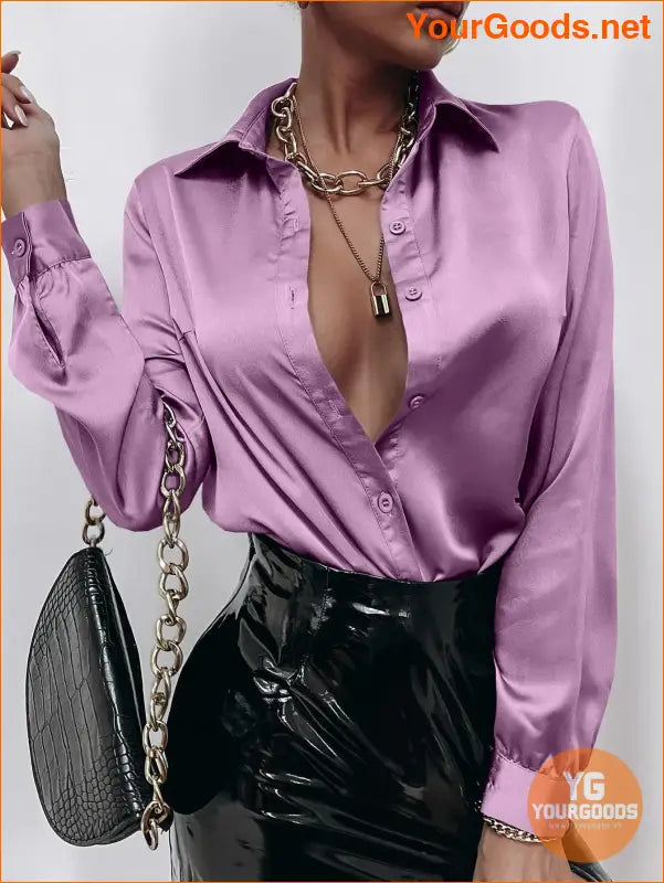 YOURGOODS Satin ButtonFront Shirt - YourGoods Online Shop