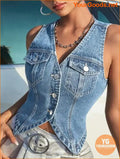 YOURGOODS SHEIN ICON Womens Street Style Denim Vest - YourGoods Online Shop