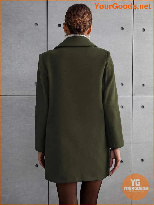 YOURGOODS Single Breasted Lapel Collar Flap Detail Overcoat - YourGoods Online Shop