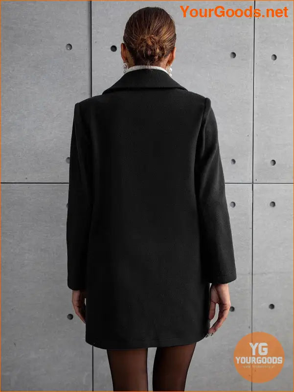 YOURGOODS Single Breasted Lapel Collar Flap Detail Overcoat - YourGoods Online Shop