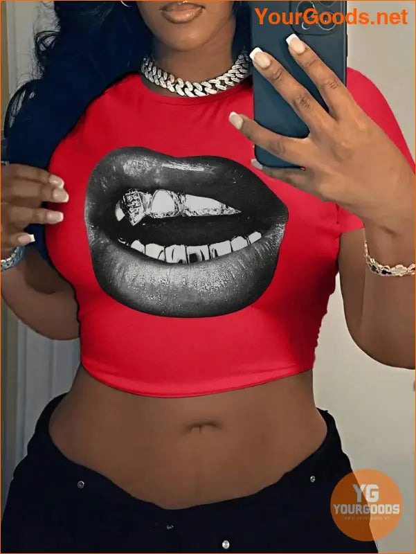 YOURGOODS Slayr Casual Lips Slim Fit TShirt - YourGoods Online Shop