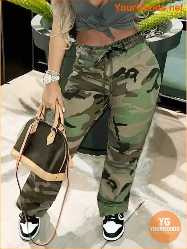 YOURGOODS Slayr Loose Fit Camo High Waisted Pants - YourGoods Online Shop