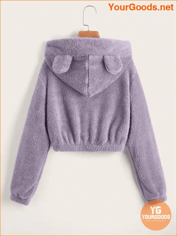 YOURGOODS Solid 3D Ear Patched Teddy Hoodie - YourGoods Online Shop