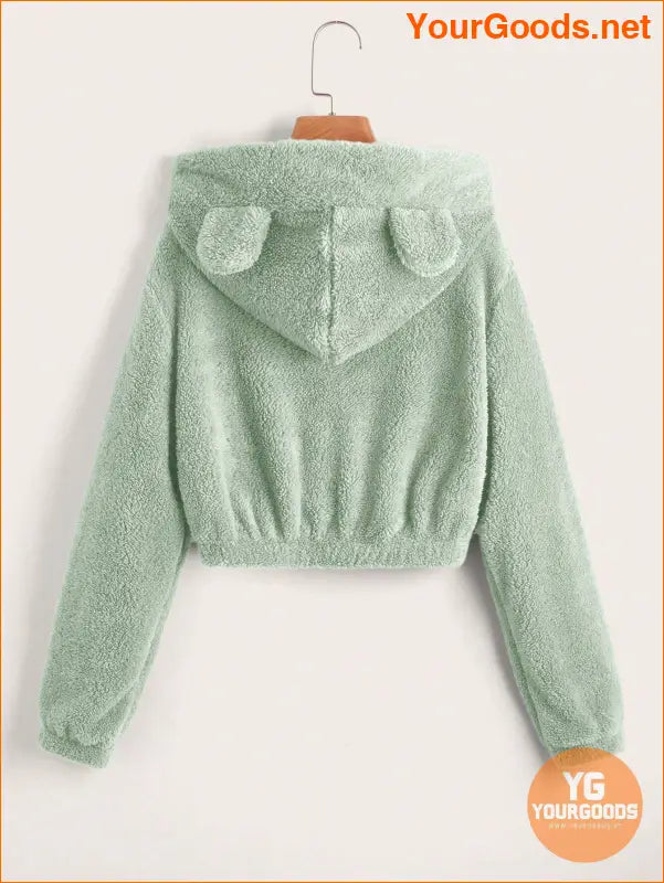 YOURGOODS Solid 3D Ear Patched Teddy Hoodie - YourGoods Online Shop