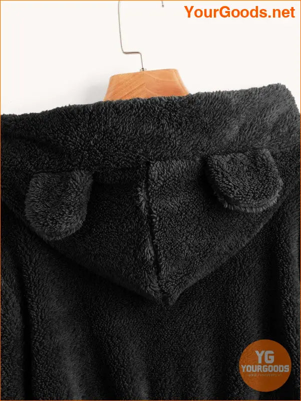 YOURGOODS Solid 3D Ear Patched Teddy Hoodie - YourGoods Online Shop