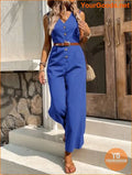 YOURGOODS Solid Button Front Jumpsuit Without Belt - YourGoods Online Shop