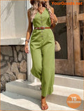 YOURGOODS Solid Button Front Jumpsuit Without Belt - YourGoods Online Shop