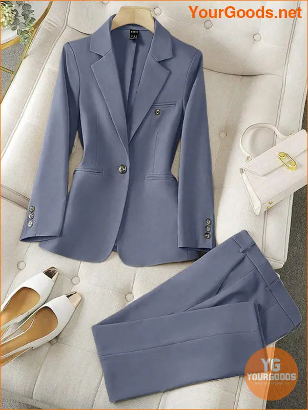 YOURGOODS Solid Color Single-Breasted Suit Jacket And Trousers Elegant Two-Piece Suit - YourGoods Online Shop