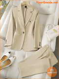 YOURGOODS Solid Color Single-Breasted Suit Jacket And Trousers Elegant Two-Piece Suit - YourGoods Online Shop