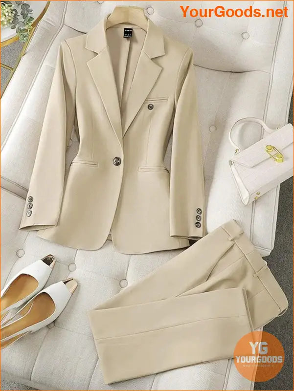 YOURGOODS Solid Color Single-Breasted Suit Jacket And Trousers Elegant Two-Piece Suit - YourGoods Online Shop