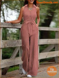 YOURGOODS Solid Color Sleeveless Jumpsuit With Pockets, Summer - YourGoods Online Shop