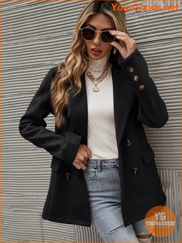 YOURGOODS Solid Double Breasted Blazer - YourGoods Online Shop