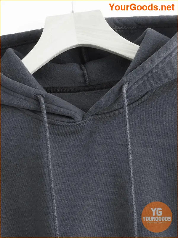 YOURGOODS Solid Drawstring Crop Thermal Lined Hoodie - YourGoods Online Shop