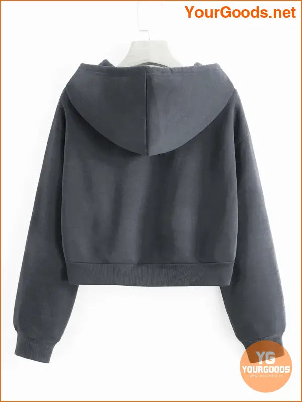 YOURGOODS Solid Drawstring Crop Thermal Lined Hoodie - YourGoods Online Shop