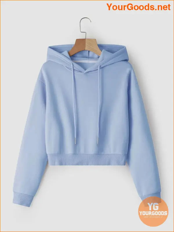 YOURGOODS Solid Drawstring Crop Thermal Lined Hoodie - YourGoods Online Shop