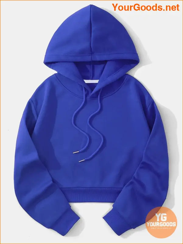 YOURGOODS Solid Drawstring Crop Thermal Lined Hoodie - YourGoods Online Shop