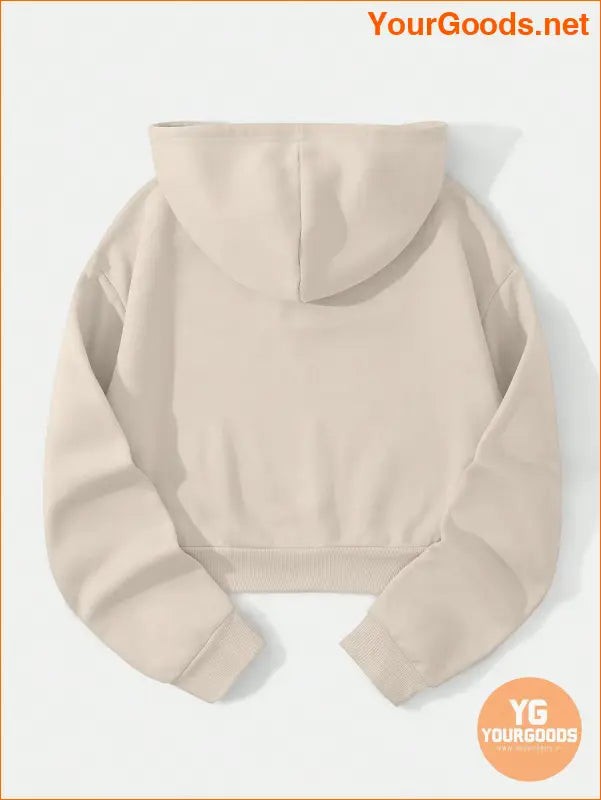 YOURGOODS Solid Drawstring Crop Thermal Lined Hoodie - YourGoods Online Shop