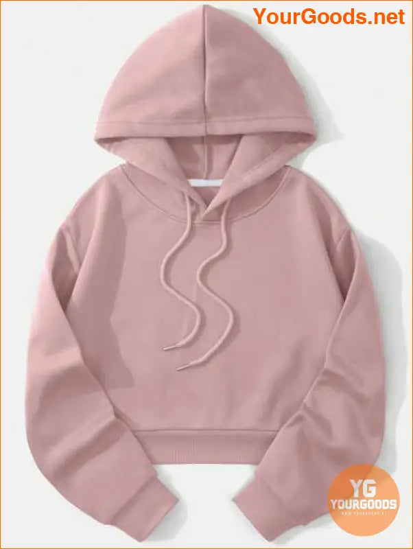 YOURGOODS Solid Drawstring Crop Thermal Lined Hoodie - YourGoods Online Shop