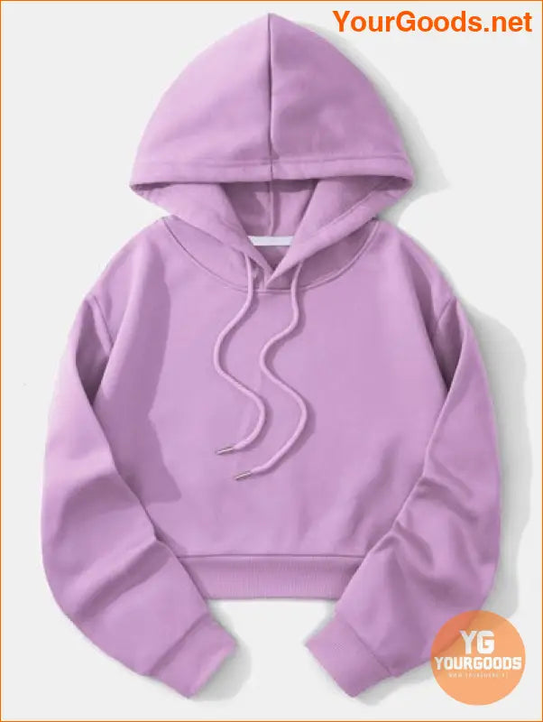 YOURGOODS Solid Drawstring Crop Thermal Lined Hoodie - YourGoods Online Shop