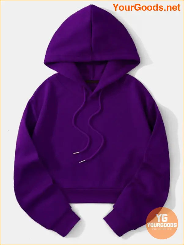 YOURGOODS Solid Drawstring Crop Thermal Lined Hoodie - YourGoods Online Shop