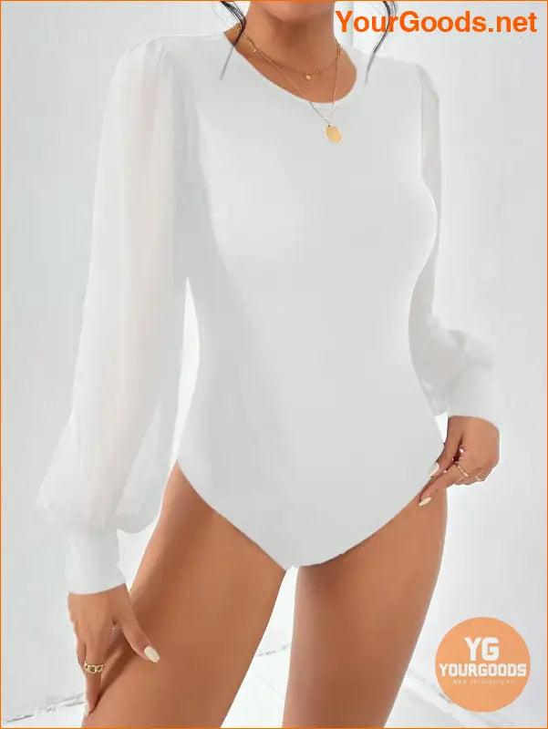 YOURGOODS Solid Lantern Sleeve Bodysuit - YourGoods Online Shop