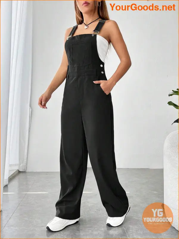 YOURGOODS Solid Pocket Front Overall Jumpsuit Without Tube Top - YourGoods Online Shop