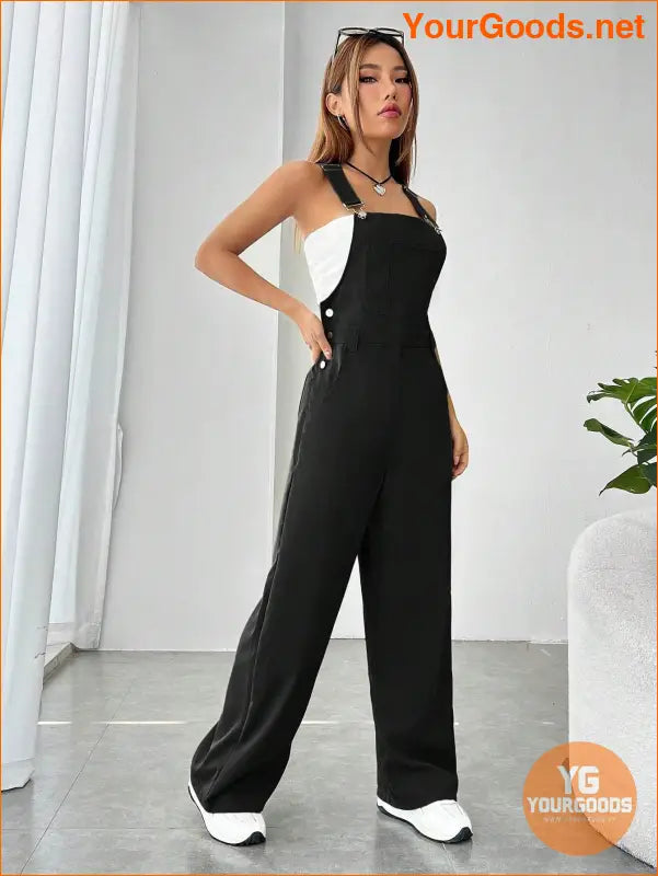 YOURGOODS Solid Pocket Front Overall Jumpsuit Without Tube Top - YourGoods Online Shop